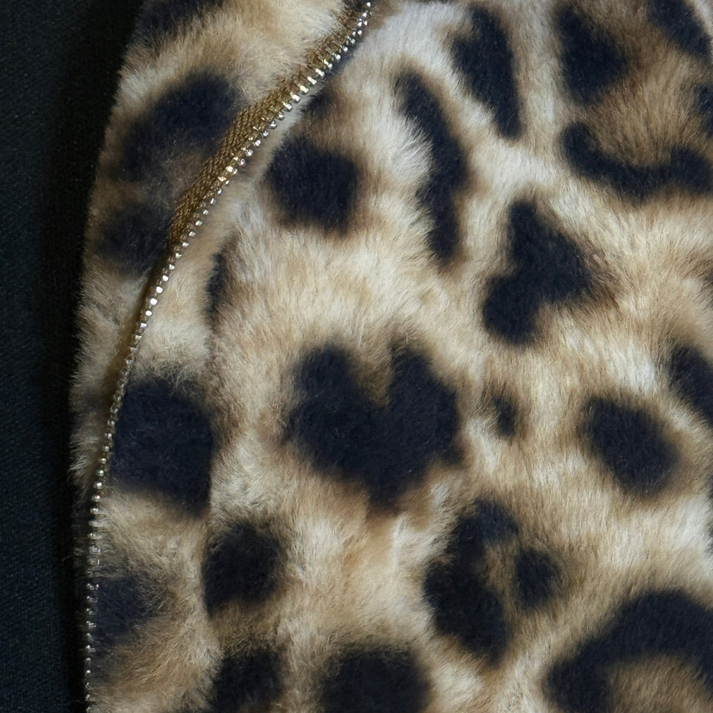 Leopard Kunstfelljacke mit Reißverschluss